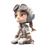 Ready for Takeoff Our 3D Cute Pilot Girl Character PNG Transparent Background