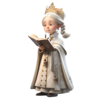 Cute Female Priest in 3D with Bible and Rosary PNG Transparent Background