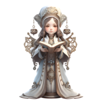 Gorgeous 3D Queen with a Flowing Robe PNG Transparent Background