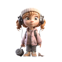 encadrement souvenirs 3d mignonne fille photographe dans action png transparent Contexte