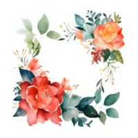 elegant botanisch bruiloft uitnodiging reeks met waterverf bloemen en groen PNG transparant achtergrond