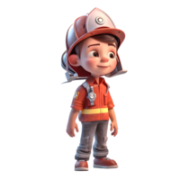 Resilient 3D Firefighter Boy with Fire Extinguisher Great for Home or Workplace Safety Designs PNG Transparent Background