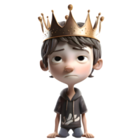 Elegant 3D Boy King Ideal for Historical or Renaissance Inspired Designs PNG Transparent Background