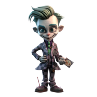 Mysterious 3D Joker Boy Great For Masquerade Ball or Mardi Gras Themes PNG Transparent Background