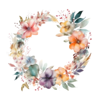 Romantic watercolor floral wreath with elegant calligraphy text PNG Transparent Background