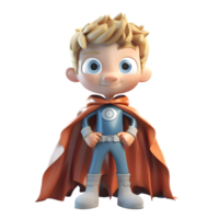 Courageous 3D Boy in Superhero Suit on White Background PNG Transparent Background