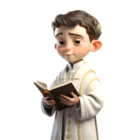 Catholic Priest in 3D Render Standing on White Background PNG Transparent Background