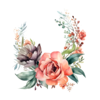 rustikal botanisch Rahmen mit Wildblumen und Laub png transparent Hintergrund