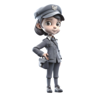 3D Police Woman Character Design PNG Transparent Background