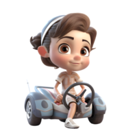 Cute 3D Driver Women with Style Fashionable and Trendy Characters for Automotive Industry Projects PNG Transparent Background