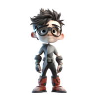 3D Boy in Epic Superhero Costume on White Background PNG Transparent Background