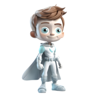 Brave 3D Boy in Heroic Outfit on White Background PNG Transparent Background