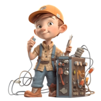 Dedicated 3D Electrician with Cable Cutters Perfect for Electrical or Telecom Related Designs PNG Transparent Background