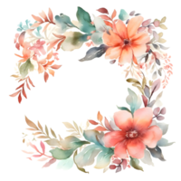 Elegant watercolor floral wreath with delicate greenery PNG Transparent Background