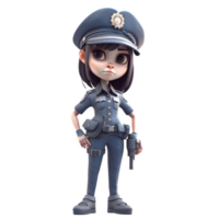 förtjusande 3d polis officer flicka png transparent bakgrund