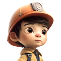 Adorable 3D Firefighter Boy with Helmet Ideal for Kids' Fire Safety Education Programs PNG Transparent Background