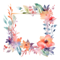 Delicate Floral Wreath with Roses, Dahlias and Eucalyptus Leaves. Hand Painted Watercolor Design. PNG Transparent Background