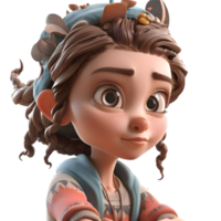 3D character of a happy young girl PNG Transparent Background