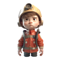 tillägnad 3d brandman pojke med syre tank bra för industriell eller arbetsplats säkerhet teman png transparent bakgrund