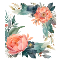 Hand Drawn Floral Background with Greenery and Wildflowers. Perfect for Nature-Themed Designs. PNG Transparent Background