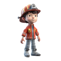 hårt arbetande 3d brandman pojke med enhetlig perfekt för kommunal eller regering kampanjer png transparent bakgrund