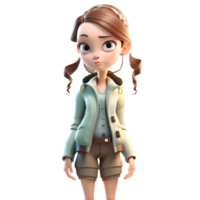 Brainy Beauty 3D Cute Girl Student PNG Transparent Background