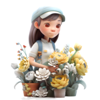 elegant und anspruchsvoll 3d Florist Frauen nobel und poliert Modelle zum hoch Ende Blumen- Geschenk Geschäfte png transparent Hintergrund