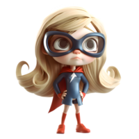 Cape and all 3D Cute Girl as a superhero PNG Transparent Background