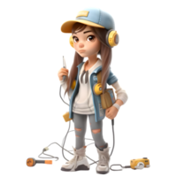 Cute and Capable 3D Electrician Women Engaging and Expressive Models for Home Improvement Projects PNG Transparent Background