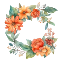 Botanical with Floral Frame and Birds. Perfect for Spring and Summer Designs. PNG Transparent Background