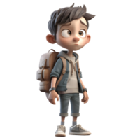 Curious 3D Student boy with magnifying glass on white background PNG Transparent Background