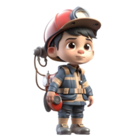stark 3d brandman pojke med yxa perfekt för brandsläckning eller rädda tjänster png transparent bakgrund