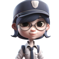 mignonne 3d femme policier modèle png transparent Contexte