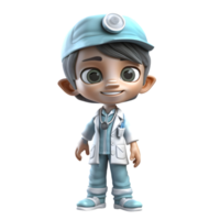 Serious 3D Doctor with Clipboard Great for Medical Record Keeping or Patient Management PNG Transparent Background