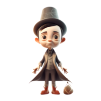 Charismatic 3D Boy Magician with Playing Cards Great for Gaming or Entertainment Related Designs PNG Transparent Background