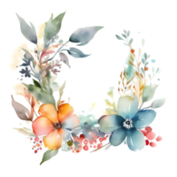 doux aquarelle floral couronne avec pastel rose et bleu fleurit png transparent Contexte