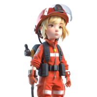 coraggioso e capace 3d pompiere donne coraggioso e qualificato personaggi per emergenza risposta progetti png trasparente sfondo