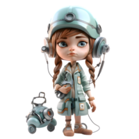 adorable souriant fille dans 3d png transparent Contexte