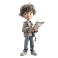3D Journalist Boy with Camera and Notebook Perfect for News or Journalism Concepts PNG Transparent Background