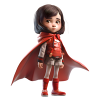 Superpowered cuteness 3D Cute Girl as a Superhero PNG Transparent Background