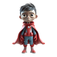Mighty 3D Boy in Superhero Costume on White Background PNG Transparent Background