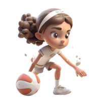 Score Big with 3D Cute Girl Basket Ball Player PNG Transparent Background