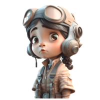 experiência aventura com nosso 3d piloto menina personagem png transparente fundo