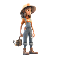Cute and Capable 3D Farmer Women Skilled and Hardworking Characters for Agricultural Projects PNG Transparent Background