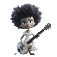 Animated 3D Girl Playing Music with Joy PNG Transparent Background