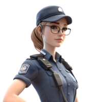 3d Polizei Mädchen Charakter png transparent Hintergrund
