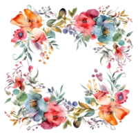 Hand Painted Floral Border with Blush Pink and Peach Flowers. Romantic and Dreamy Design. PNG Transparent Background