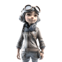 Take off with our Adorable 3D Pilot Girl Character PNG Transparent Background