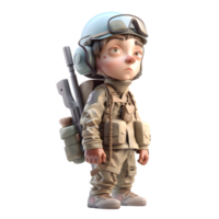 soldado às atenção 3d render do exército homem dentro uniforme em branco fundo png transparente fundo