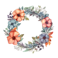 Whimsical Floral Border with Wildflowers and Butterflies. Perfect for Garden and Nature Designs. PNG Transparent Background